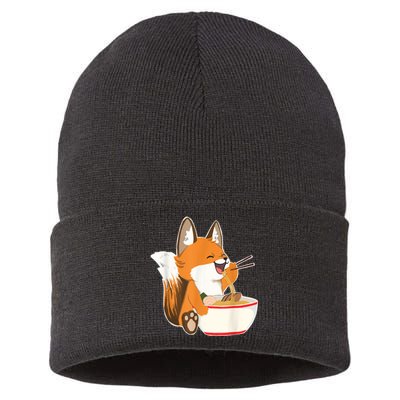 Ramen Fox Zookeeper Wildlife Lover Sustainable Knit Beanie