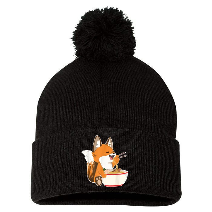 Ramen Fox Zookeeper Wildlife Lover Pom Pom 12in Knit Beanie