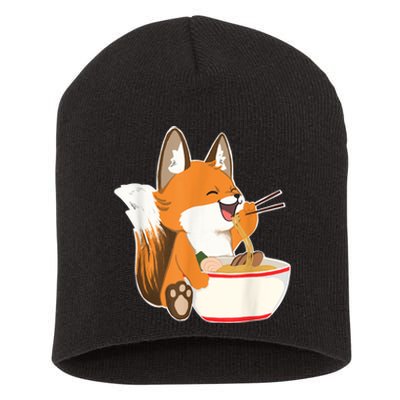 Ramen Fox Zookeeper Wildlife Lover Short Acrylic Beanie