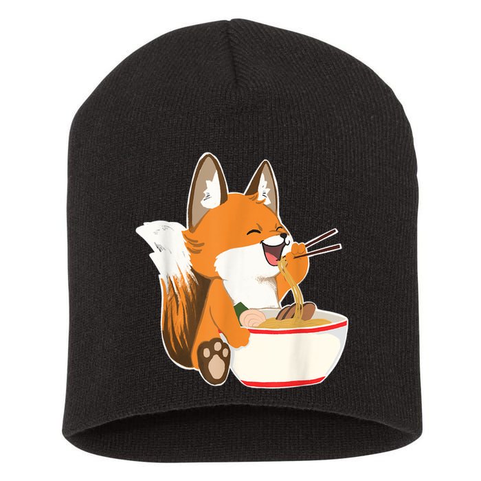 Ramen Fox Zookeeper Wildlife Lover Short Acrylic Beanie