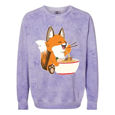 Ramen Fox Zookeeper Wildlife Lover Colorblast Crewneck Sweatshirt