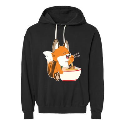 Ramen Fox Zookeeper Wildlife Lover Garment-Dyed Fleece Hoodie