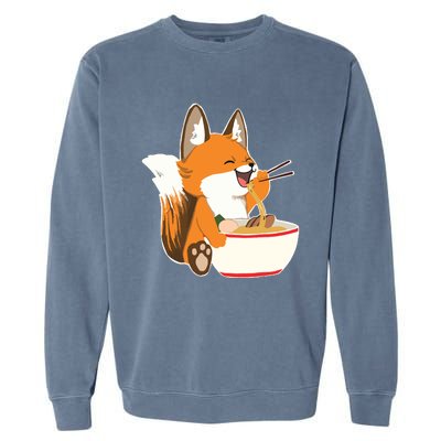 Ramen Fox Zookeeper Wildlife Lover Garment-Dyed Sweatshirt