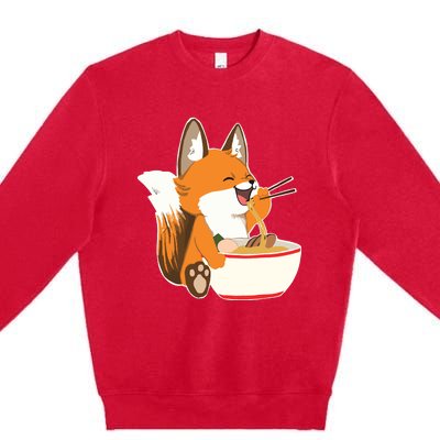 Ramen Fox Zookeeper Wildlife Lover Premium Crewneck Sweatshirt