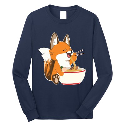 Ramen Fox Zookeeper Wildlife Lover Long Sleeve Shirt