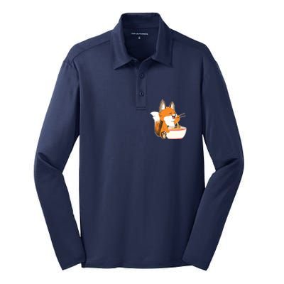 Ramen Fox Zookeeper Wildlife Lover Silk Touch Performance Long Sleeve Polo