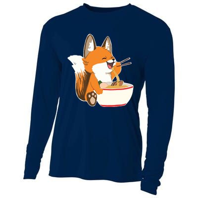 Ramen Fox Zookeeper Wildlife Lover Cooling Performance Long Sleeve Crew