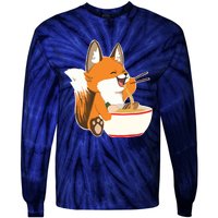 Ramen Fox Zookeeper Wildlife Lover Tie-Dye Long Sleeve Shirt