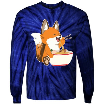 Ramen Fox Zookeeper Wildlife Lover Tie-Dye Long Sleeve Shirt