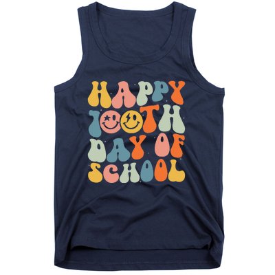 Retro Groovy 100 Days Happy 100th Day Of School Teacher Tank Top