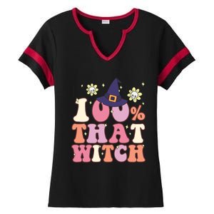 Retro Groovy 100% That Witch Funny 100 Percent That Witch Cool Gift Ladies Halftime Notch Neck Tee