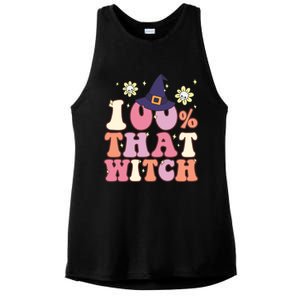 Retro Groovy 100% That Witch Funny 100 Percent That Witch Cool Gift Ladies PosiCharge Tri-Blend Wicking Tank