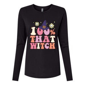 Retro Groovy 100% That Witch Funny 100 Percent That Witch Cool Gift Womens Cotton Relaxed Long Sleeve T-Shirt