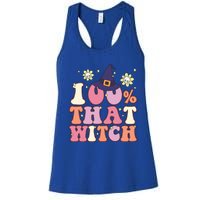 Retro Groovy 100% That Witch Funny 100 Percent That Witch Cool Gift Women's Racerback Tank