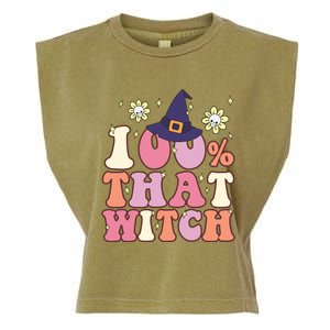 Retro Groovy 100% That Witch Funny 100 Percent That Witch Cool Gift Garment-Dyed Women's Muscle Tee