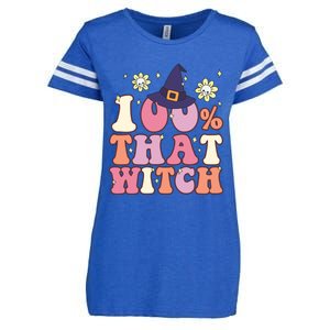 Retro Groovy 100% That Witch Funny 100 Percent That Witch Cool Gift Enza Ladies Jersey Football T-Shirt