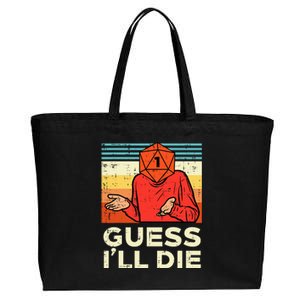 Rpg Gamer 1 Guess Ill Die Retro Cotton Canvas Jumbo Tote