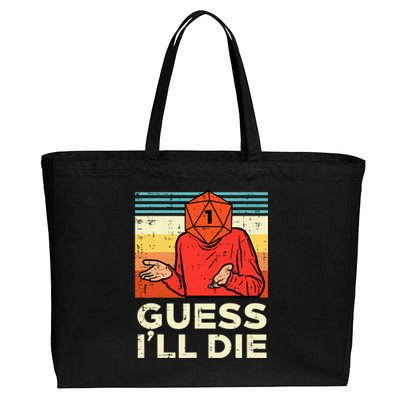 Rpg Gamer 1 Guess Ill Die Retro Cotton Canvas Jumbo Tote