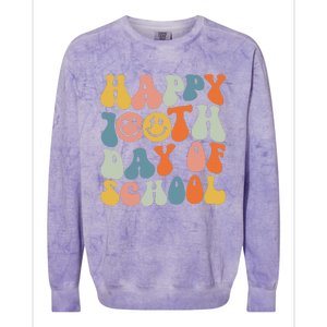 Retro Groovy 100 Days Happy 100th Day Of School Teacher Colorblast Crewneck Sweatshirt