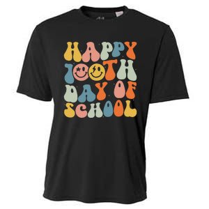 Retro Groovy 100 Days Happy 100th Day Of School Teacher Cooling Performance Crew T-Shirt