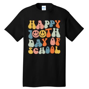 Retro Groovy 100 Days Happy 100th Day Of School Teacher Tall T-Shirt