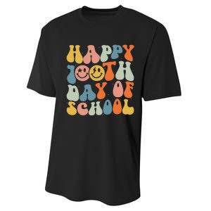 Retro Groovy 100 Days Happy 100th Day Of School Teacher Performance Sprint T-Shirt