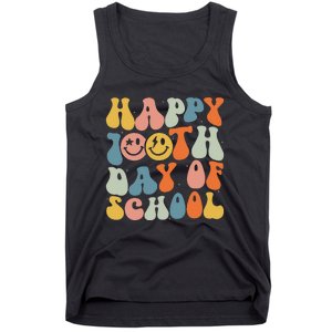 Retro Groovy 100 Days Happy 100th Day Of School Teacher Tank Top