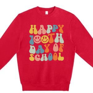 Retro Groovy 100 Days Happy 100th Day Of School Teacher Premium Crewneck Sweatshirt