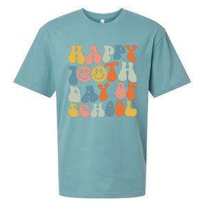 Retro Groovy 100 Days Happy 100th Day Of School Teacher Sueded Cloud Jersey T-Shirt