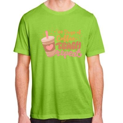 Retro Groovy 100 Days Of Coffee Teach Repeat Teacher Class Gift Adult ChromaSoft Performance T-Shirt