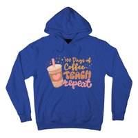 Retro Groovy 100 Days Of Coffee Teach Repeat Teacher Class Gift Hoodie