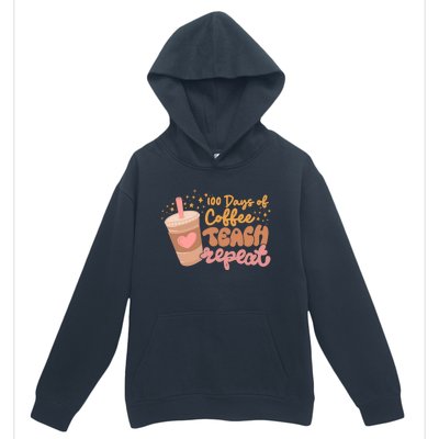 Retro Groovy 100 Days Of Coffee Teach Repeat Teacher Class Gift Urban Pullover Hoodie