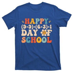 Retro Groovy 100 Days Of School Math Teacher Happy 100th Day Funny Gift T-Shirt