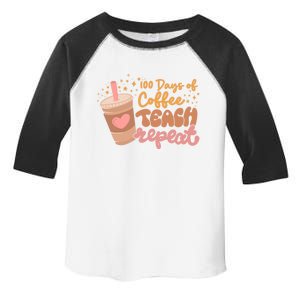 Retro Groovy 100 Days Of Coffee Teach Repeat Teacher Class Gift Toddler Fine Jersey T-Shirt