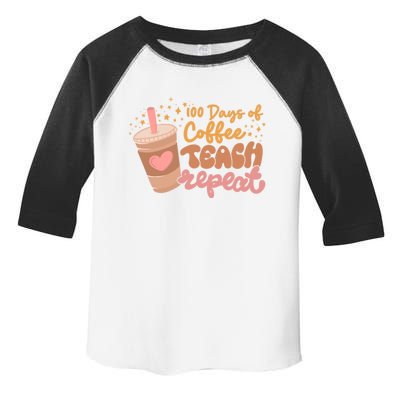 Retro Groovy 100 Days Of Coffee Teach Repeat Teacher Class Gift Toddler Fine Jersey T-Shirt