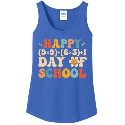 Retro Groovy 100 Days Of School Math Teacher Happy 100th Day Meaningful Gift Ladies Essential Tank