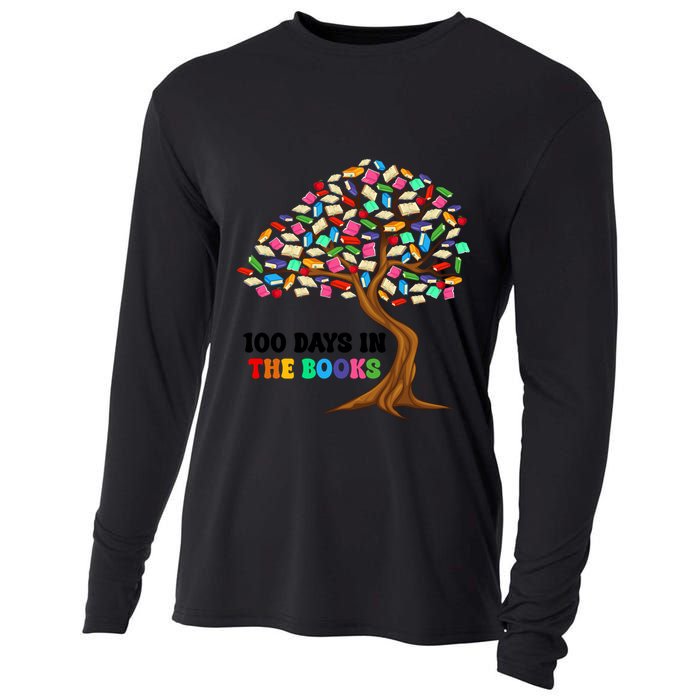 Retro Groovy 100 Days In The Books Happy 100th Day Of School Gift Cooling Performance Long Sleeve Crew