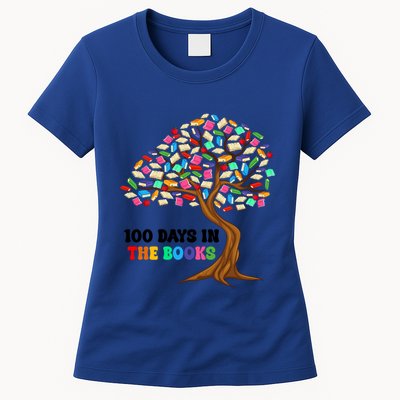 Retro Groovy 100 Days In The Books Happy 100th Day Of School Gift Womens T-Shirt