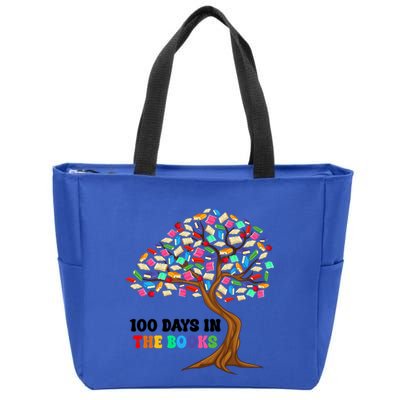Retro Groovy 100 Days In The Books Happy 100th Day Of School Gift Zip Tote Bag