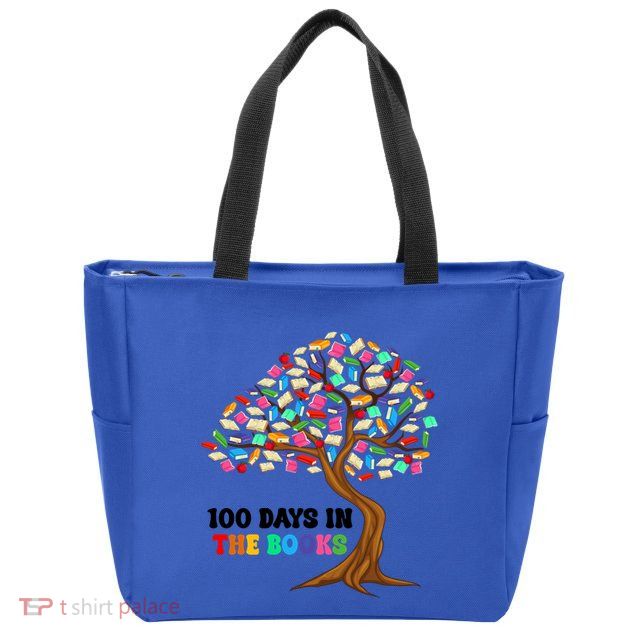 Retro Groovy 100 Days In The Books Happy 100th Day Of School Gift Zip Tote Bag