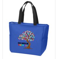 Retro Groovy 100 Days In The Books Happy 100th Day Of School Gift Zip Tote Bag