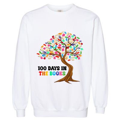 Retro Groovy 100 Days In The Books Happy 100th Day Of School Gift Garment-Dyed Sweatshirt