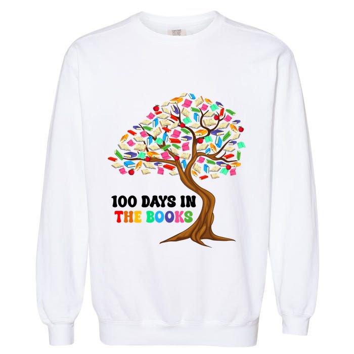 Retro Groovy 100 Days In The Books Happy 100th Day Of School Gift Garment-Dyed Sweatshirt