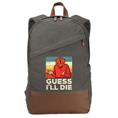 Rpg Gamer 1 Guess Ill Die Retro Cotton Canvas Backpack