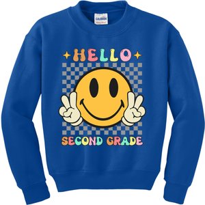 Retro Groovy 2Nd Grade Back To School Hello Second Grade Cute Gift Kids Sweatshirt