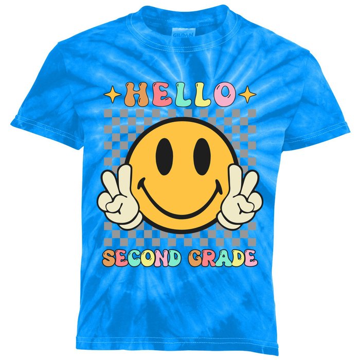 Retro Groovy 2Nd Grade Back To School Hello Second Grade Cute Gift Kids Tie-Dye T-Shirt