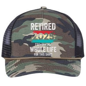 Retirement Giftsretired 2025 Worked My Whole Life Retro Rope Trucker Hat Cap