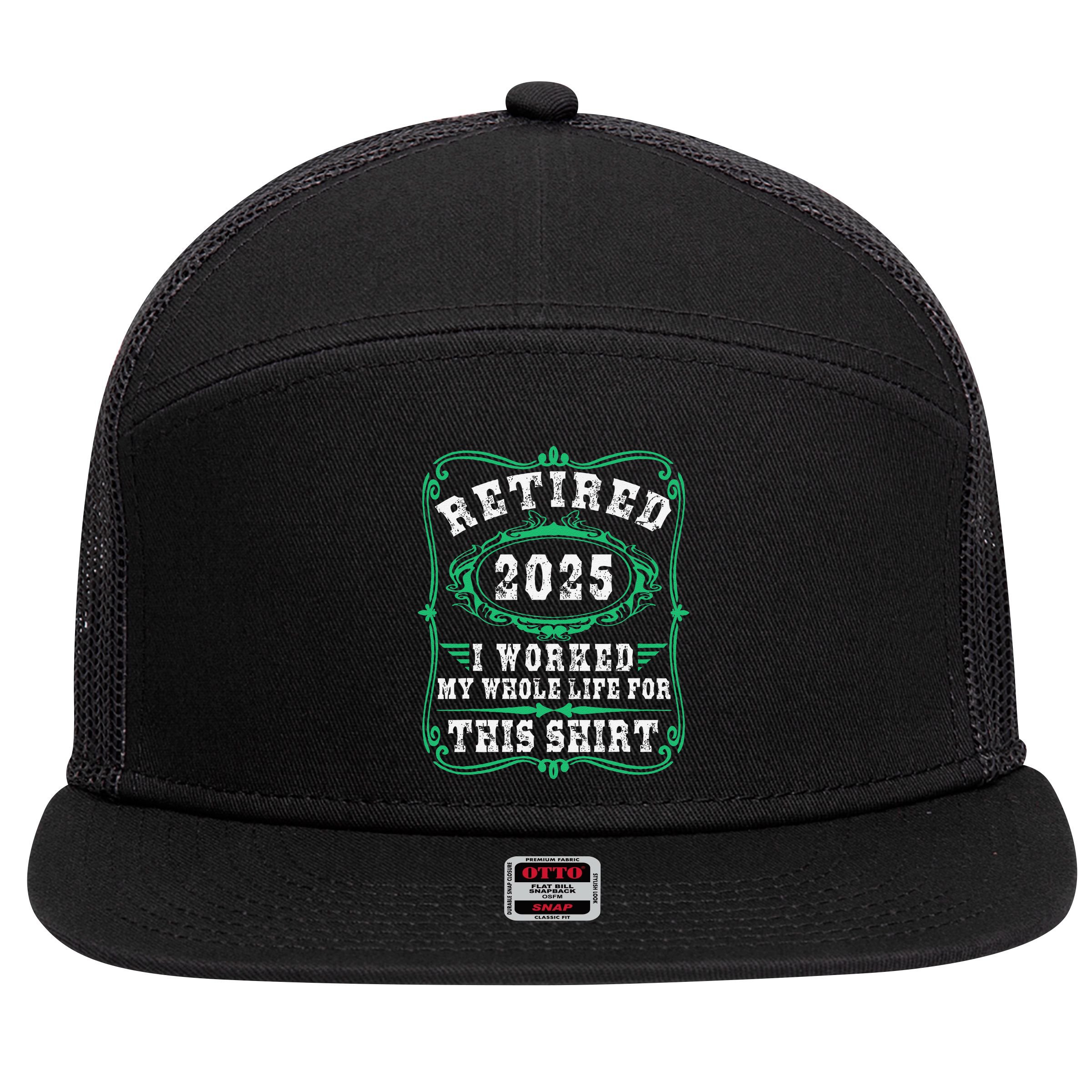 Retirement Giftsretired 2025 7 Panel Mesh Trucker Snapback Hat