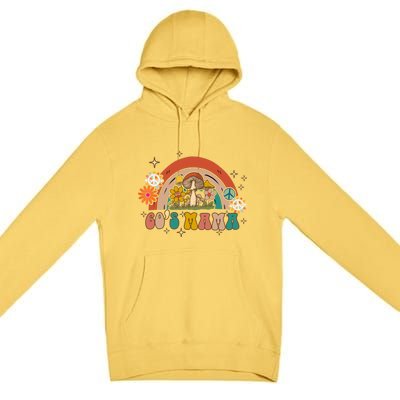 Retro Groovy 60s Mama Birthday Hippie Cute Rainbow Mama Gift Premium Pullover Hoodie