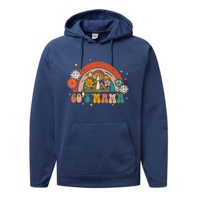 Retro Groovy 60s Mama Birthday Hippie Cute Rainbow Mama Gift Performance Fleece Hoodie